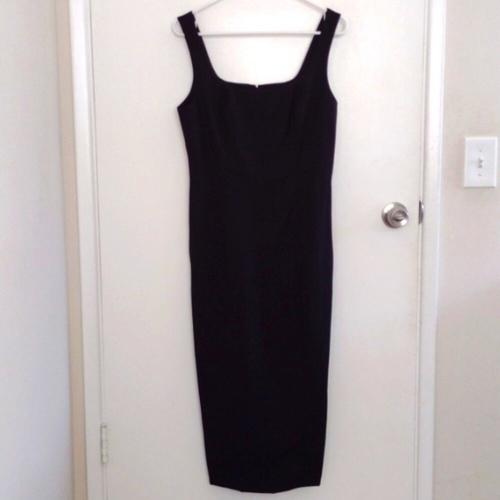 House of Harlow Revolve Midi Dress Black Sleeveless Square Neck Bodycon S